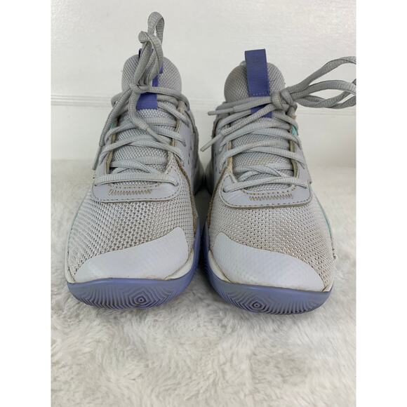 Under Armour Youth Sneakers Size 2.5Y Gray Aqua Purple Athletic Running Shoes - Picture 2 of 11